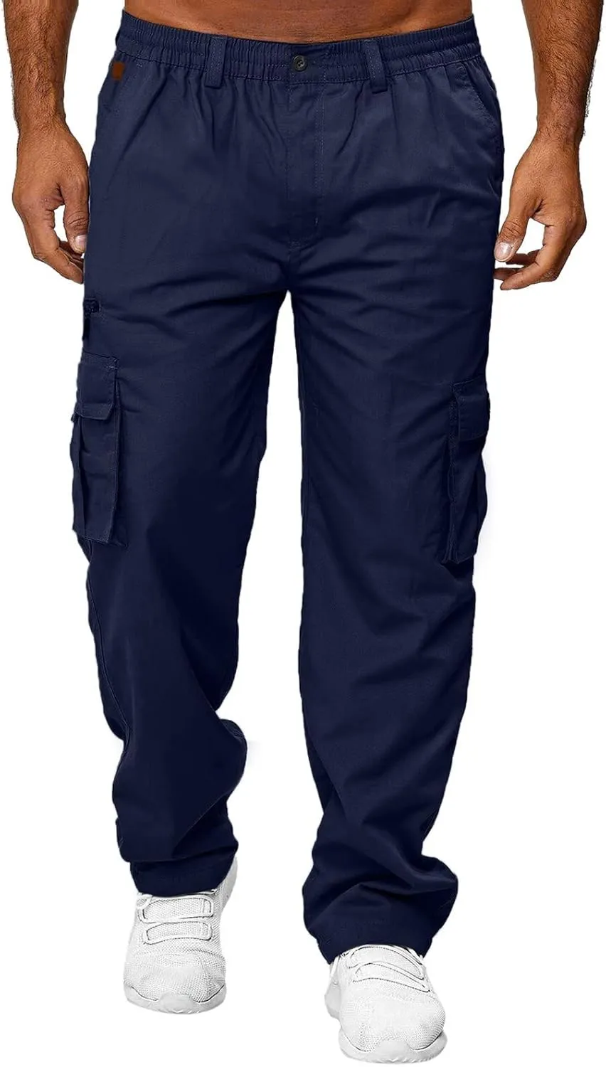 Cargo Sweatpants for Men Workout Pants Letter Print Fleece Casual Joggers with Pockets Mens Pants Classic Fit Pocket