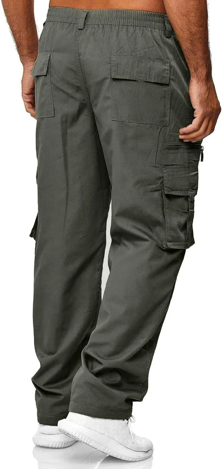 Cargo Sweatpants for Men Workout Pants Letter Print Fleece Casual Joggers with Pockets Mens Pants Classic Fit Pocket