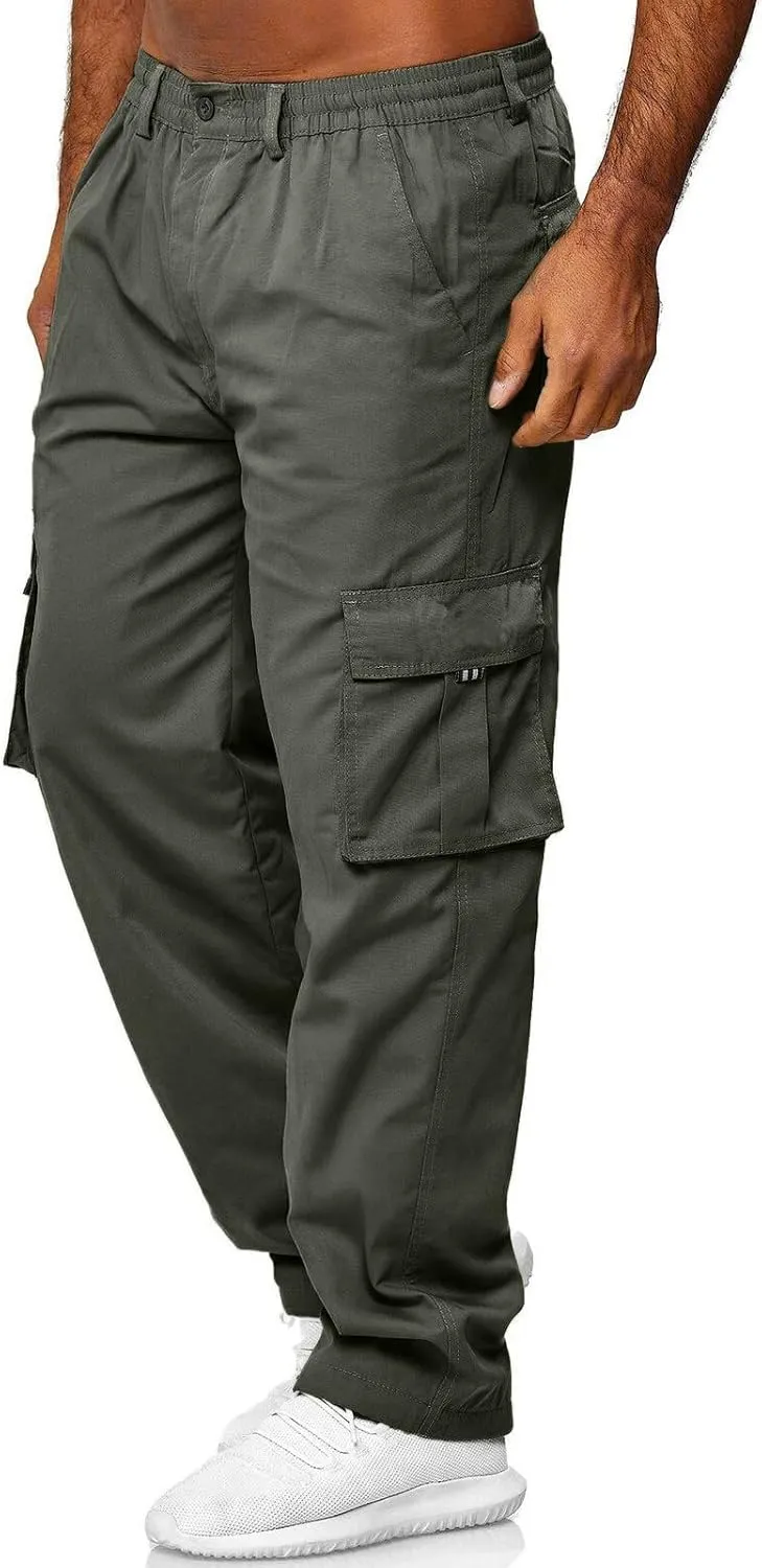 Cargo Sweatpants for Men Workout Pants Letter Print Fleece Casual Joggers with Pockets Mens Pants Classic Fit Pocket