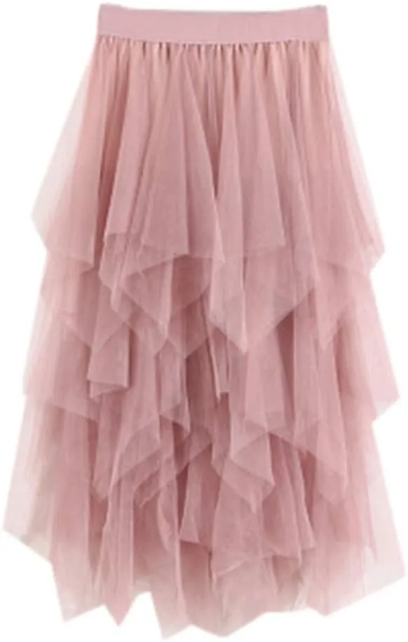 Casual Womens Comfortable High Waist Pleated Tutu Skirt Ladies Midi Skirt Womens Jean Skirt
