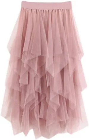 Casual Womens Comfortable High Waist Pleated Tutu Skirt Ladies Midi Skirt Womens Jean Skirt