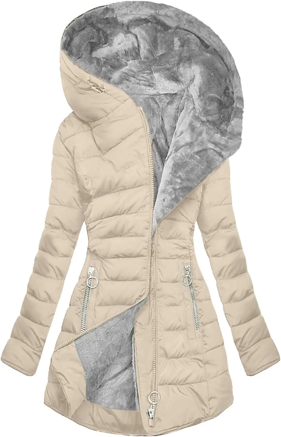 Ceboyel Womens Puffer Down Jacket 2024 Warm Winter Coats Jackets Hooded Thicken Parkas Plus Size Trendy Clothing With Hood