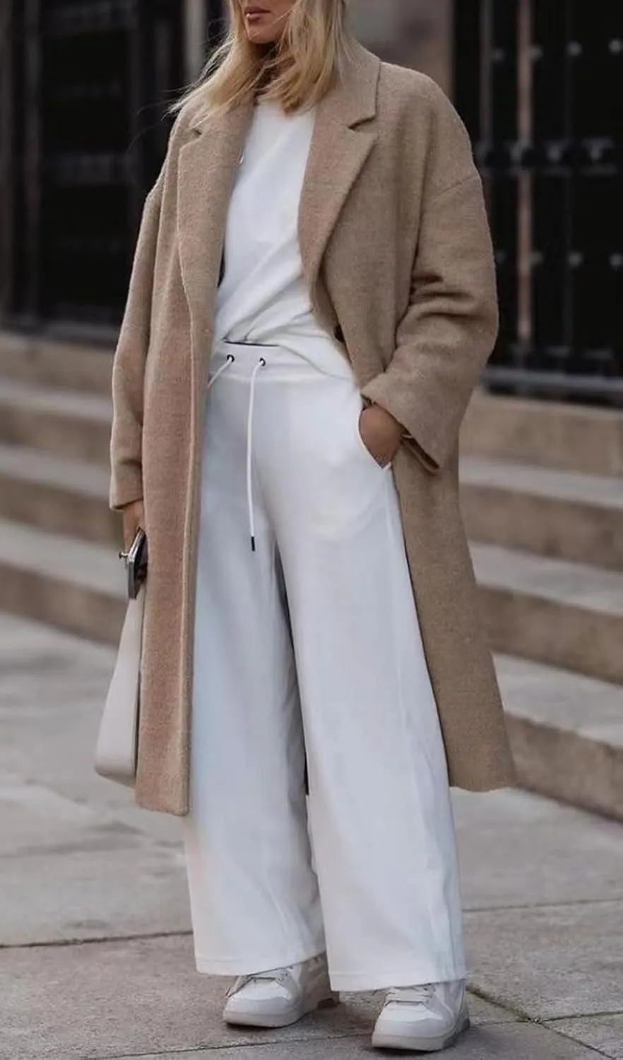 CHARTOU Women Oversized Long Winter Peacoat Lapel Collar Boucle Wool Blend Trench Overcoat