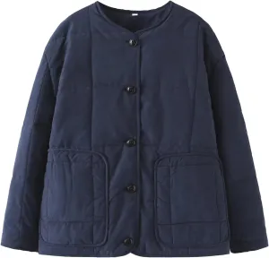CHARTOU Women's Cotton Button Down Puffer Coat Winter Lightweight Quilted Jacket Casual loose Padded Coat Warm
