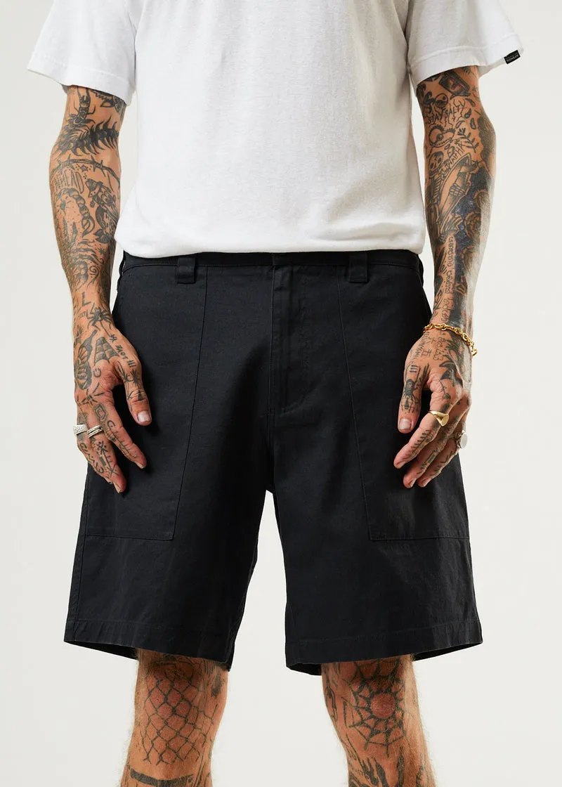 Chess Club Hemp Relaxed Shorts in Black