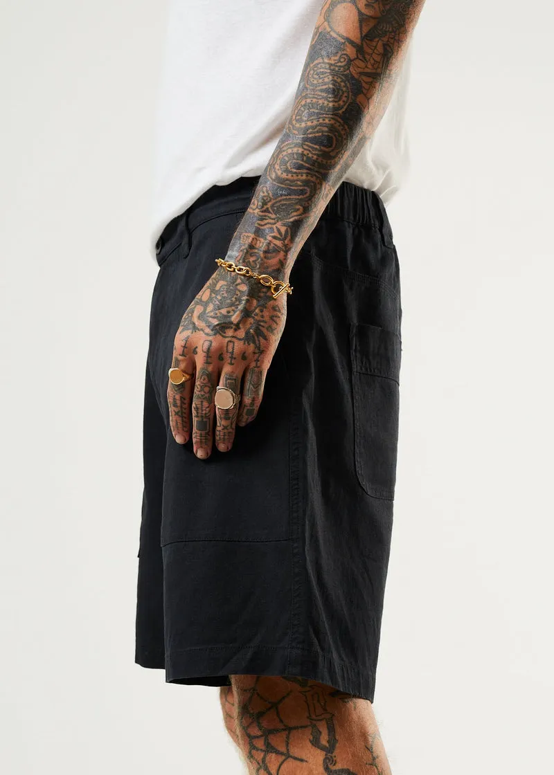 Chess Club Hemp Relaxed Shorts in Black