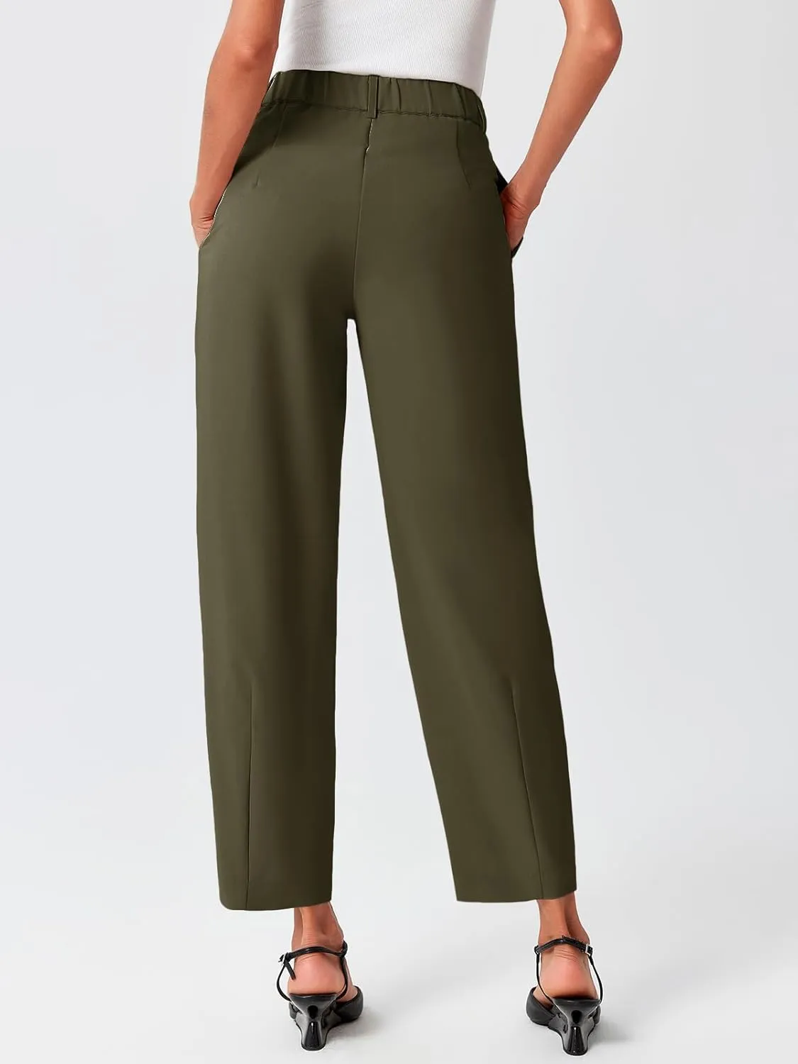 Cicy Bell Womens Work Dress Pants High Waited Pleated Straight Leg Casual Trousers with Pockets