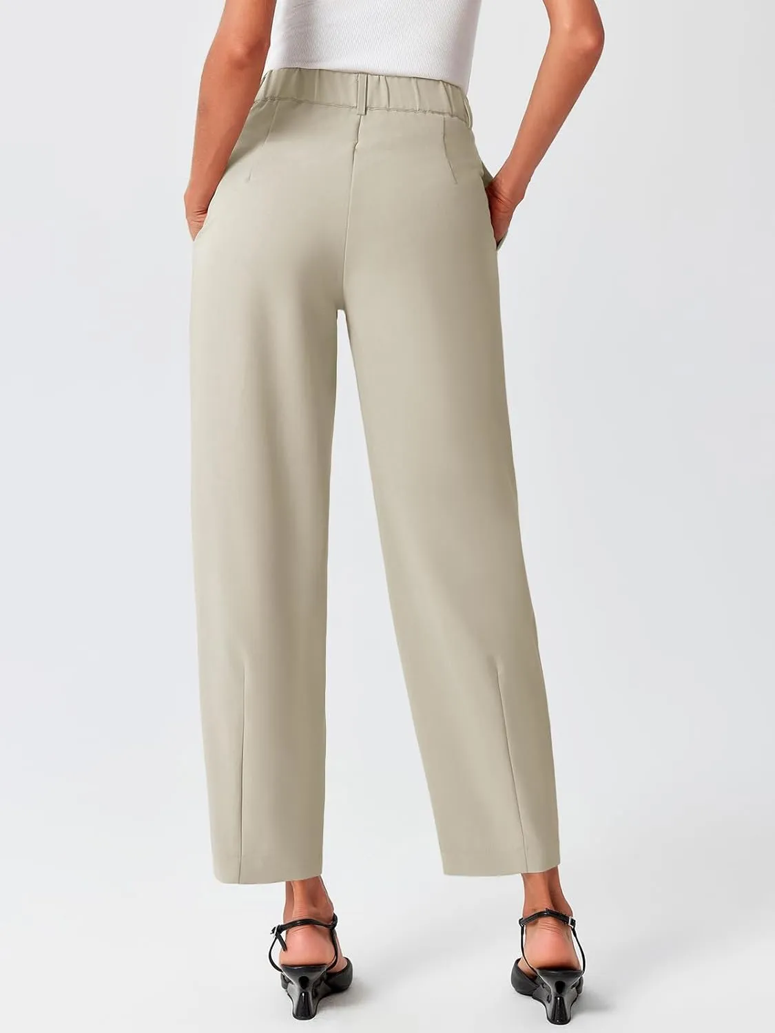 Cicy Bell Womens Work Dress Pants High Waited Pleated Straight Leg Casual Trousers with Pockets