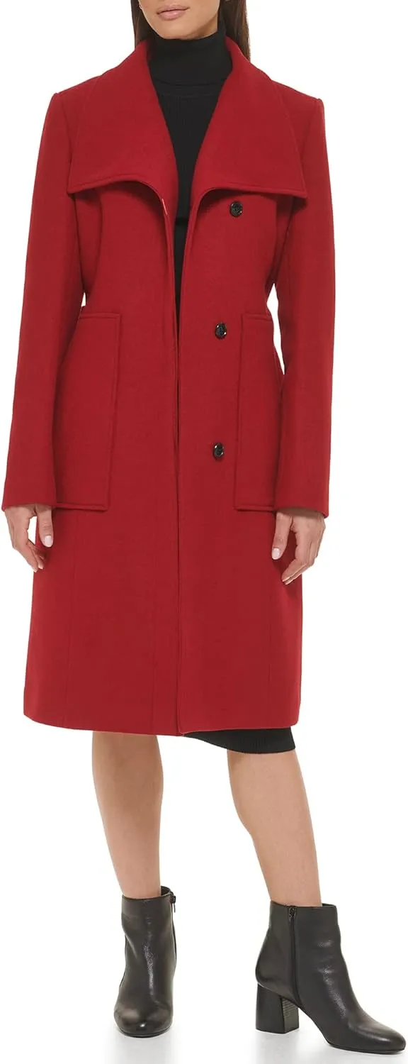 Cole Haan Women's Belted Coat Wool with Cuff Details