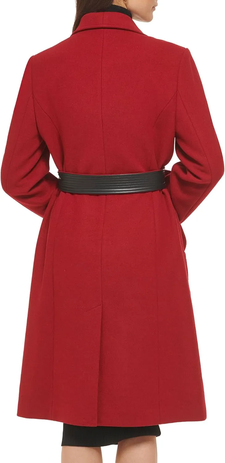 Cole Haan Women's Belted Coat Wool with Cuff Details