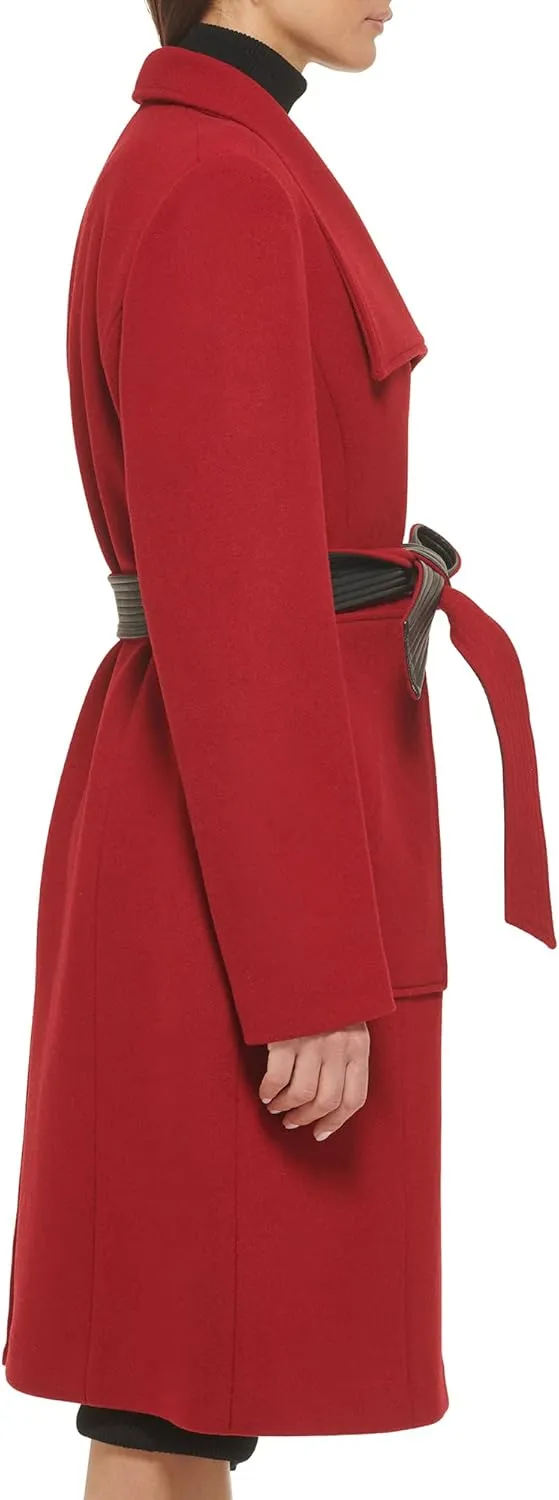 Cole Haan Women's Belted Coat Wool with Cuff Details