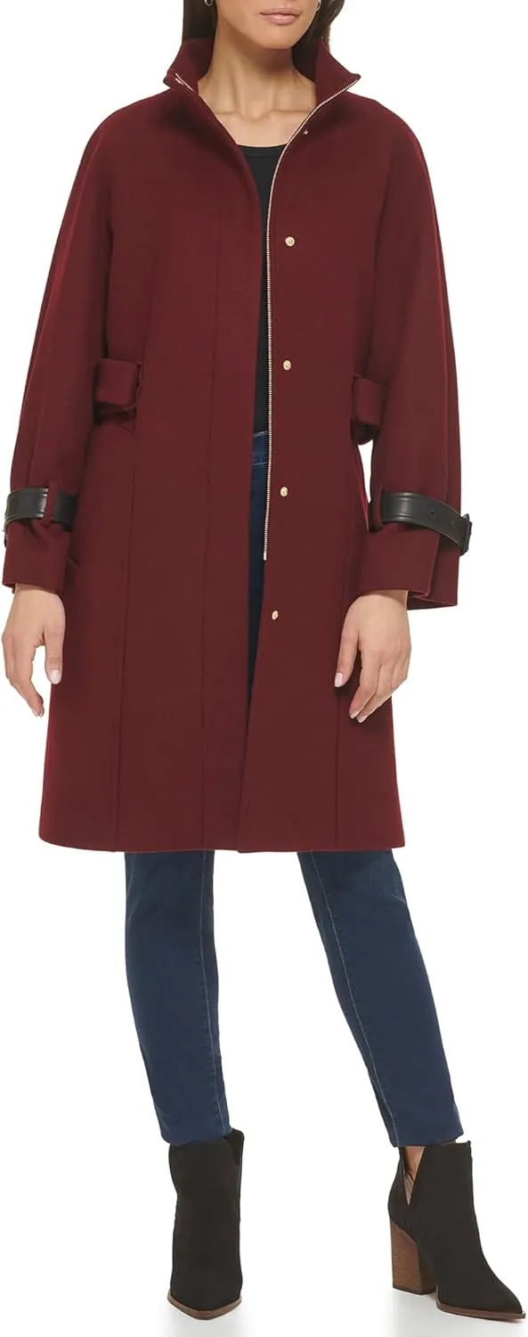 Cole Haan Women's Belted Raglan Melton Wool Coat