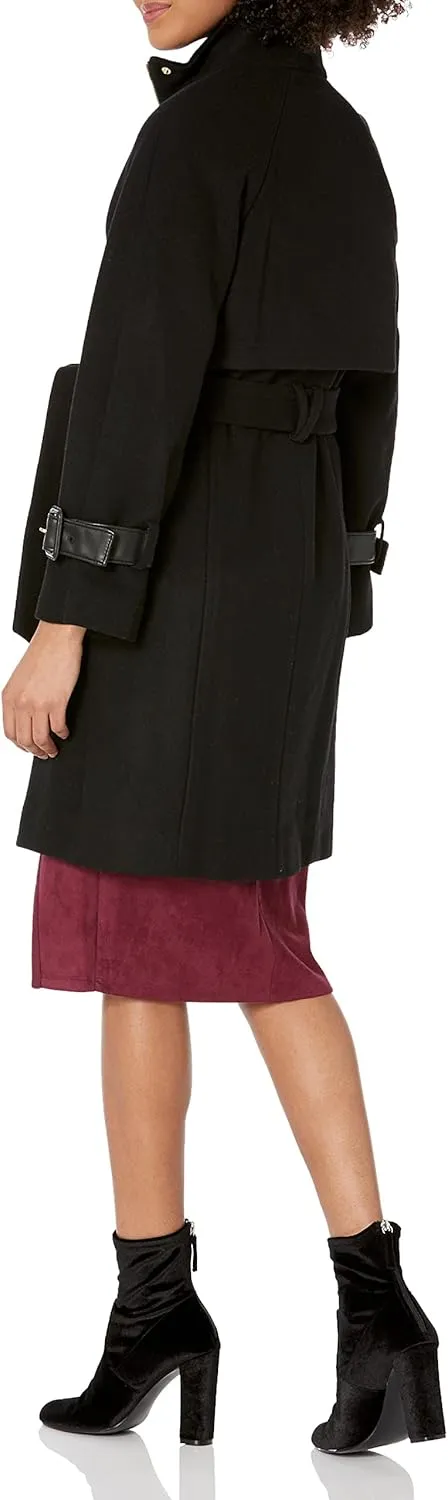 Cole Haan Women's Belted Raglan Melton Wool Coat