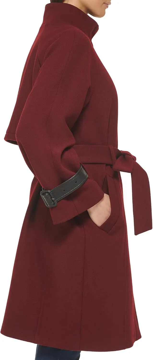 Cole Haan Women's Belted Raglan Melton Wool Coat