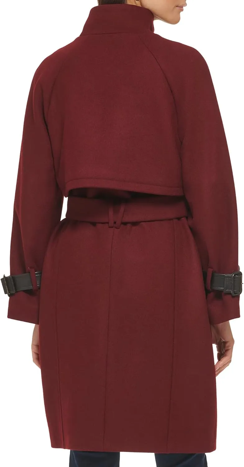 Cole Haan Women's Belted Raglan Melton Wool Coat