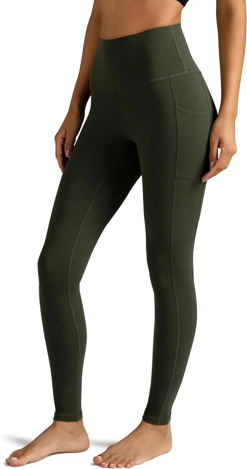Colorfulkoala Women's High Waisted Leggings 28" Inseam Full Length Workout Yoga Pants with Pockets