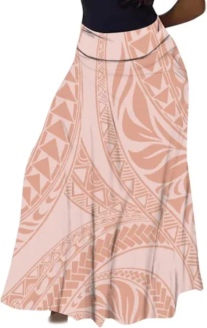 Comfortable High-Waisted Maxi Polynesian Woman Skirt Custom Samoan Club Chic Summer Half Skirt