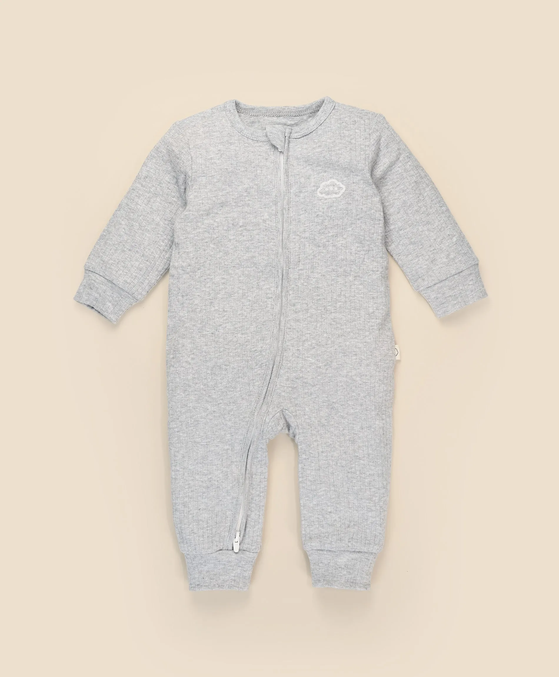 Comfy Baby Zip Growsuit - Heather grey