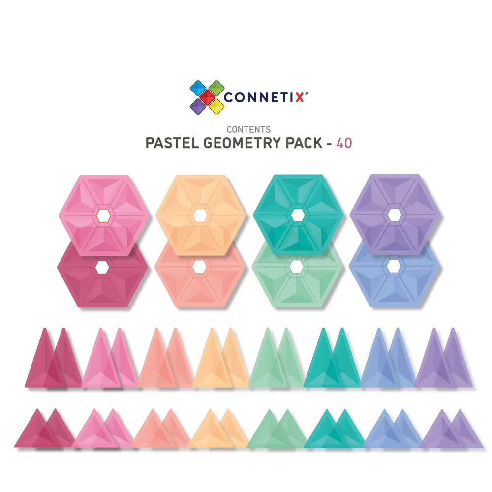 Connetix Pastel Geometry Pack- 40pc