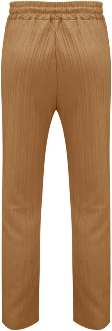 Cotton Linen Dress Pants for Men Casual Classic Elastic Waist Beach Pants Summer Lightweight Trouser with Pockets