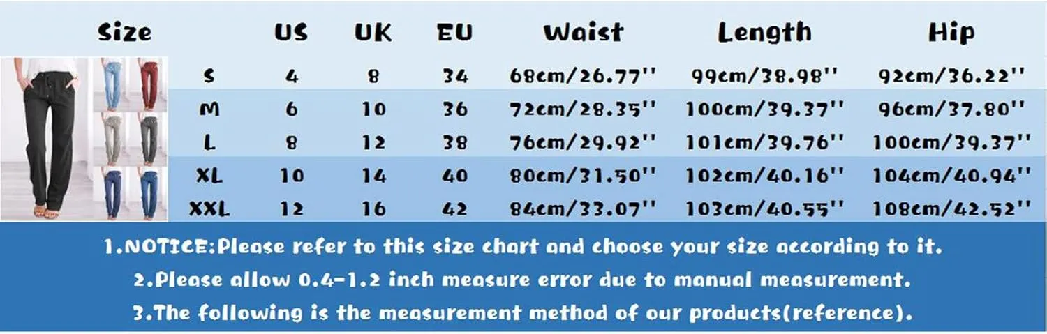 Cotton Linen Pants Women Summer Drawstring Waist Wide Leg Pants Casual Elastic Waist Pants Beach Trousers Outfits