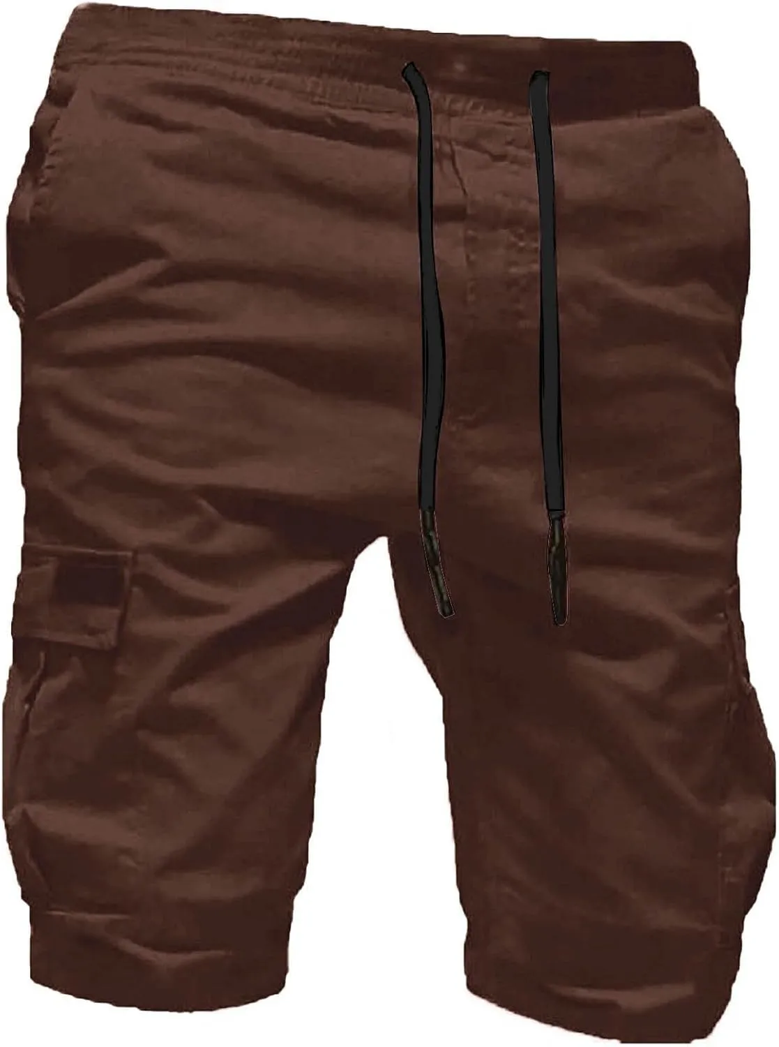 Cotton Men's Cargo Shorts Casual Drawstring Waist Side Pockets Mid Length Relaxed Comfortable Summer Beachwear