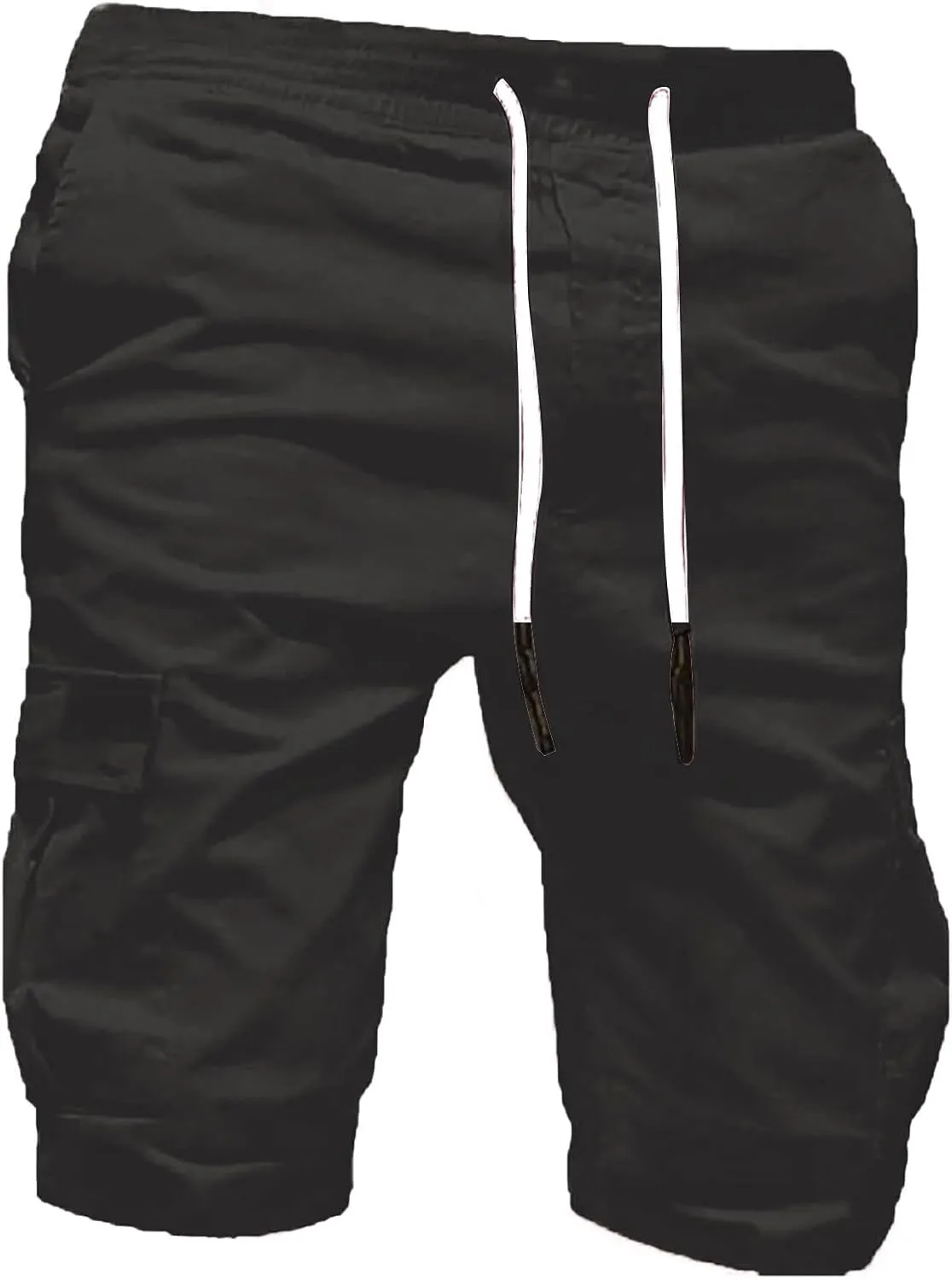 Cotton Men's Cargo Shorts Casual Drawstring Waist Side Pockets Mid Length Relaxed Comfortable Summer Beachwear