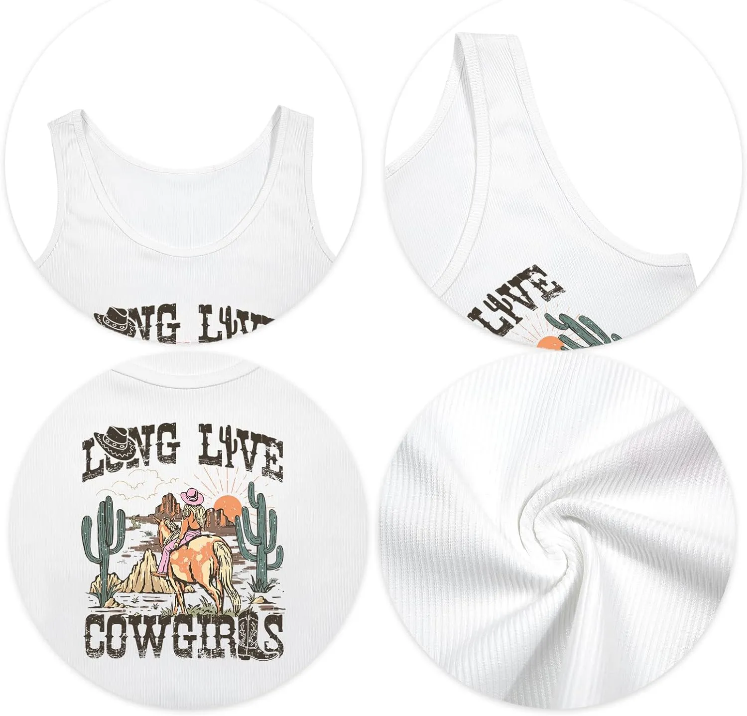 Cowgirl Cropped Tank Tops Summer Country Concert Outfits for Women Western Cowboy Vintage Graphic Crop Top