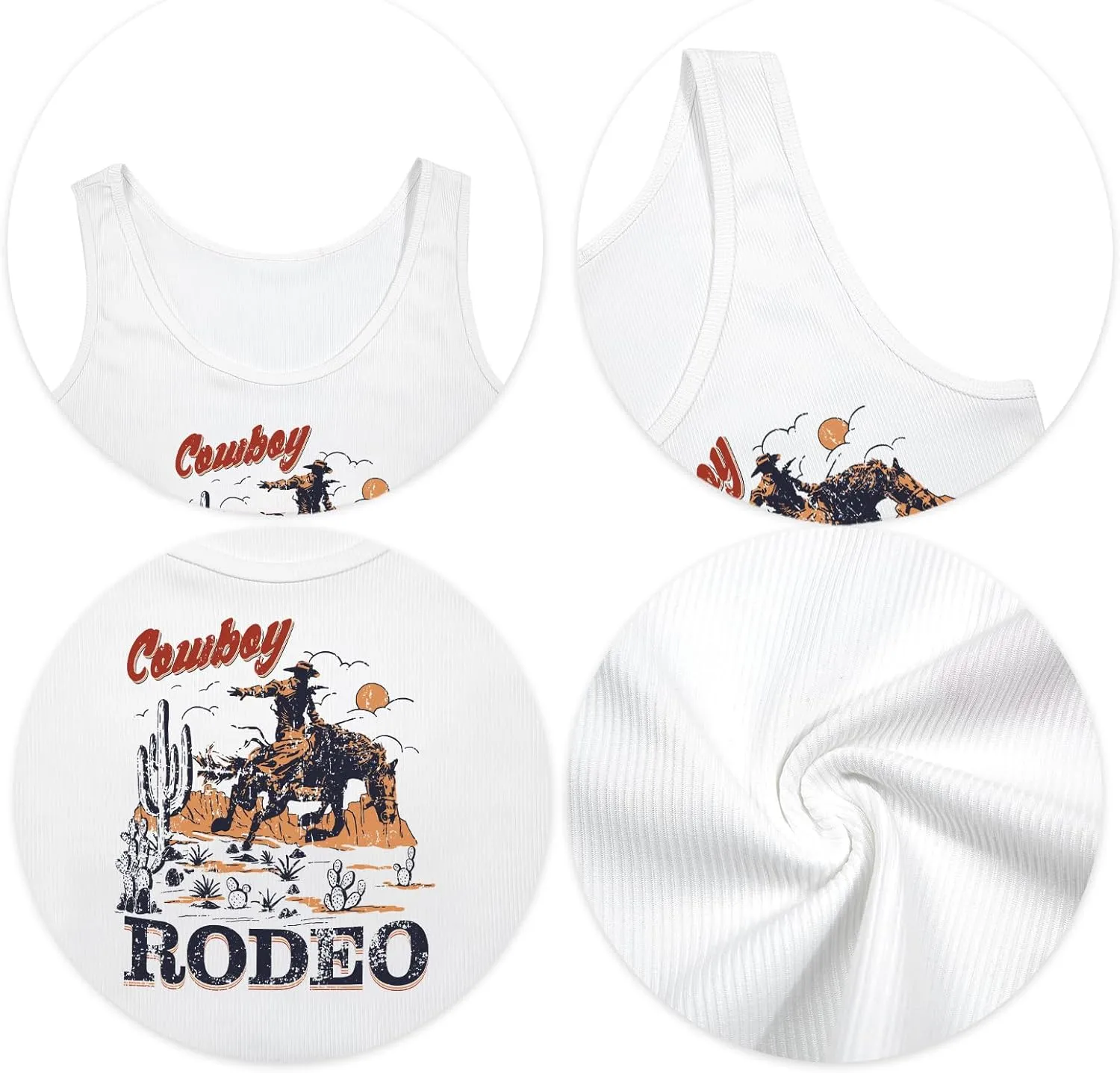 Cowgirl Cropped Tank Tops Summer Country Concert Outfits for Women Western Cowboy Vintage Graphic Crop Top