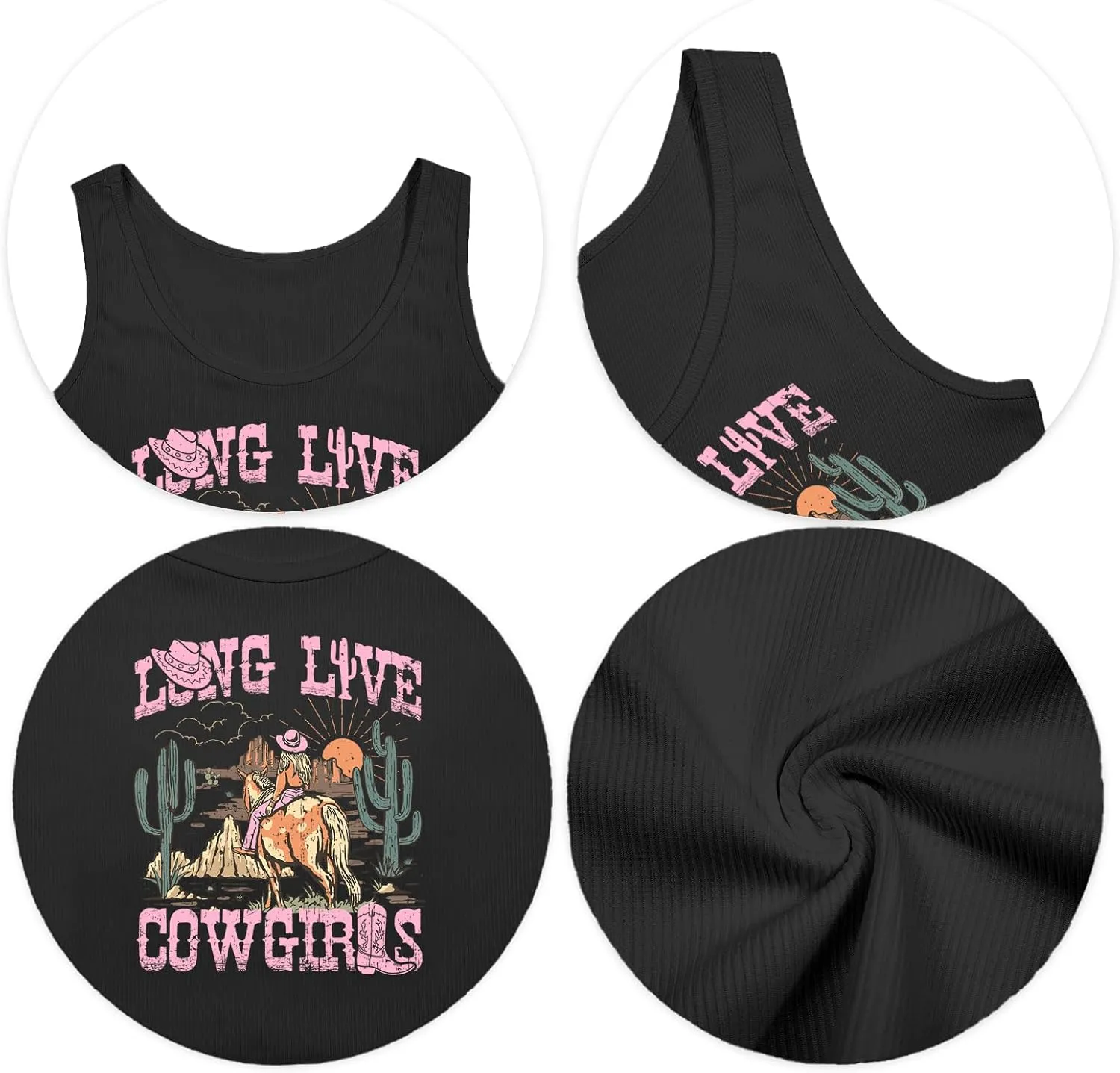 Cowgirl Cropped Tank Tops Summer Country Concert Outfits for Women Western Cowboy Vintage Graphic Crop Top