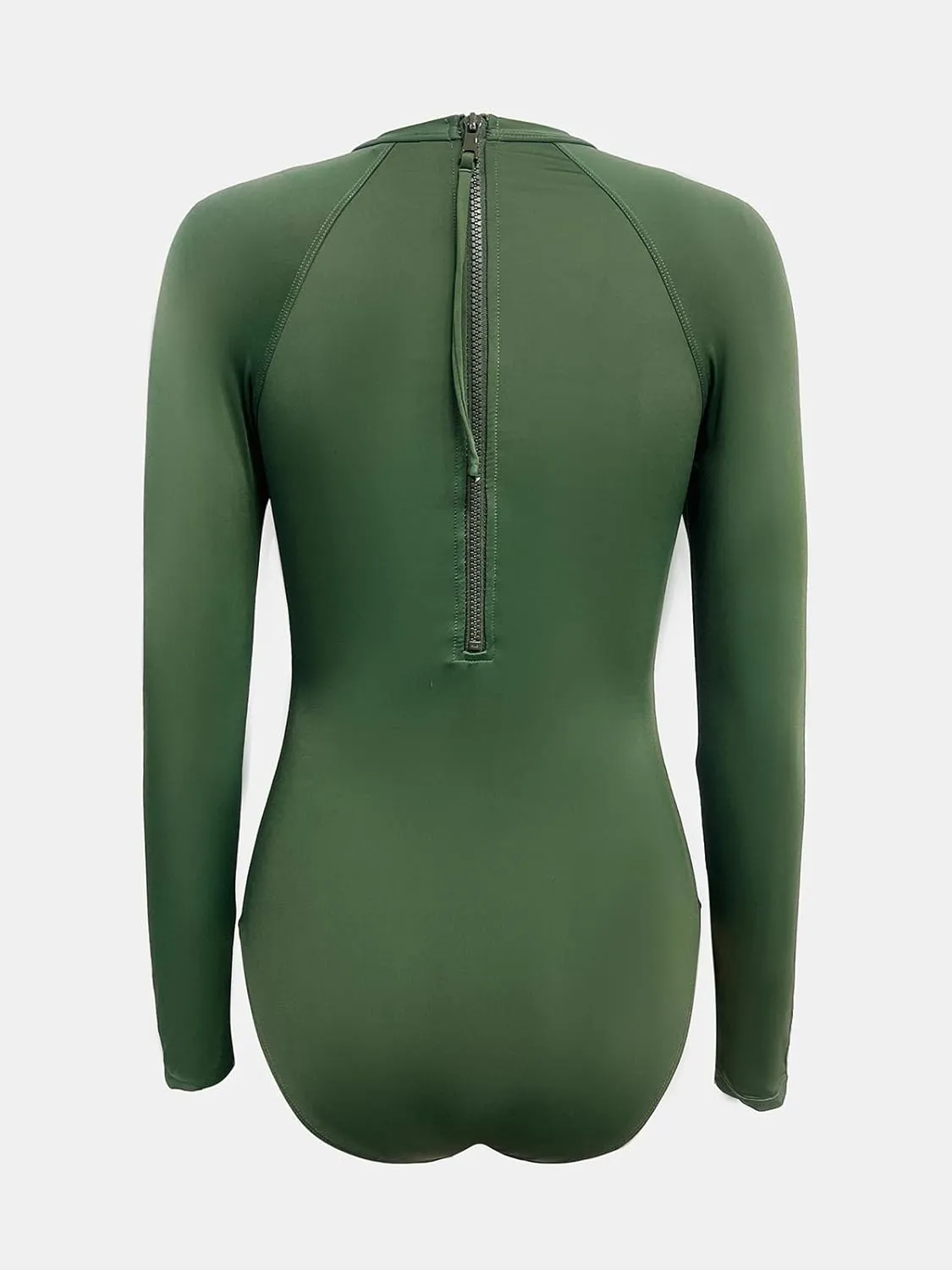 CUPSHE Women's One Piece Swimsuit UPF 50  UV Protection Rash Guard Long Sleeve Mesh Panel Front Mock Neck Zippered Back