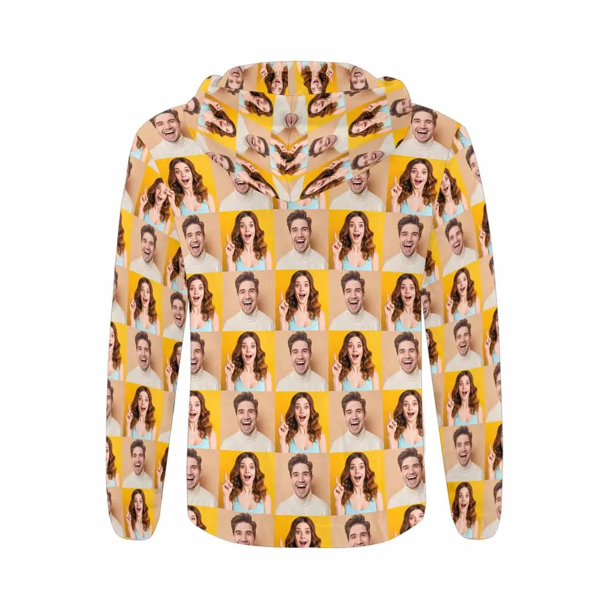 Custom Face Full Zip Hoodie Personalized Couple Face Seamless Men's All Over Print Loose Hoodie
