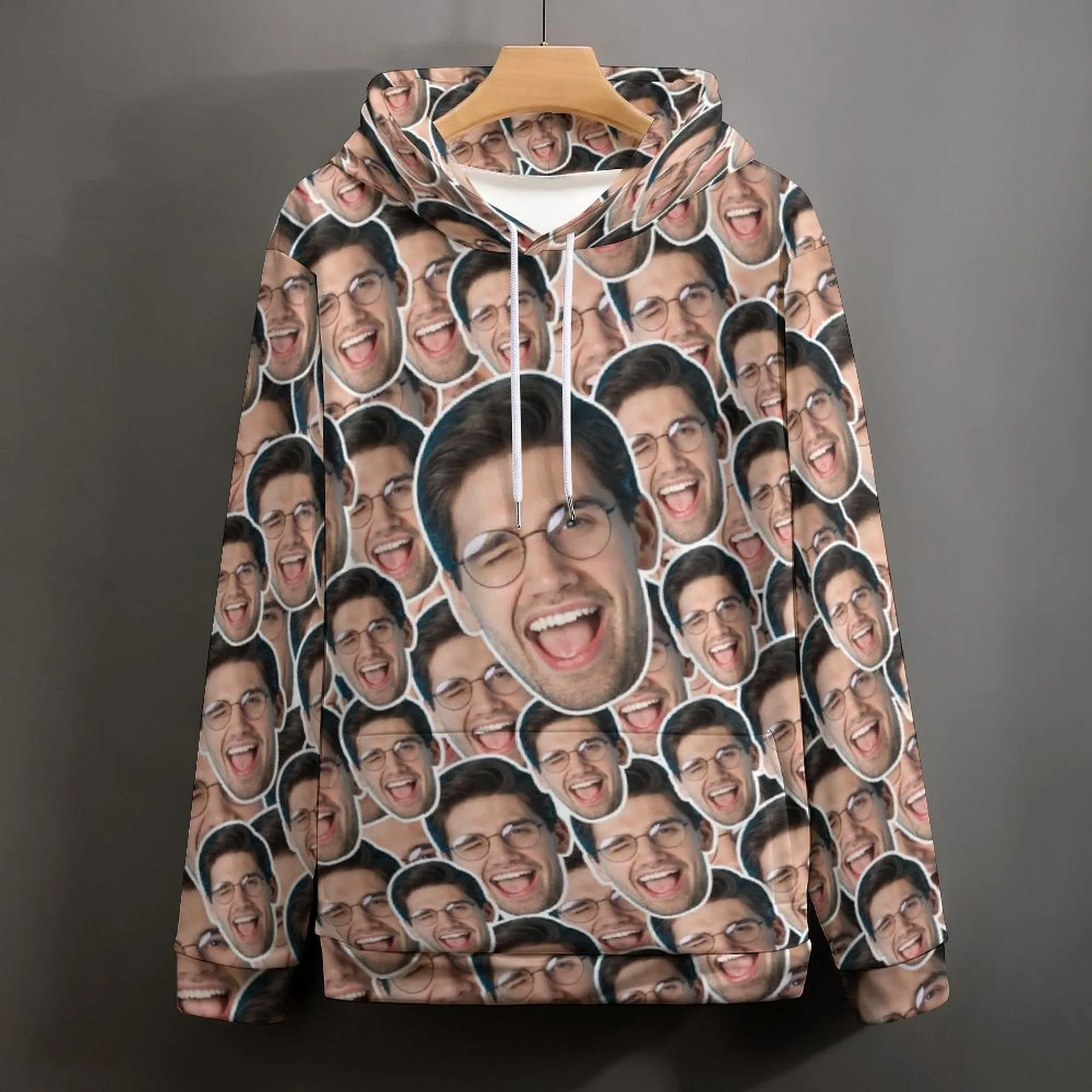 Custom Face Outline Unisex Hoodie Personalized Photo Loose Pullover Hoodie