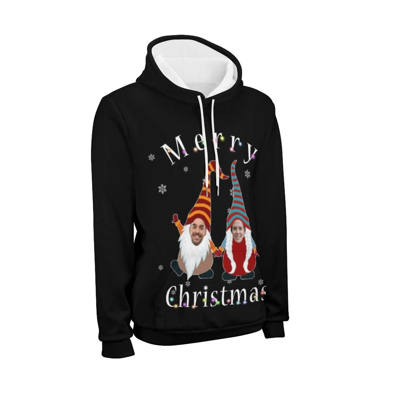Custom Faces Merry Christmas Hoodie Sweatpant Set Personalized Unisex Loose Hoodie Top Outfits