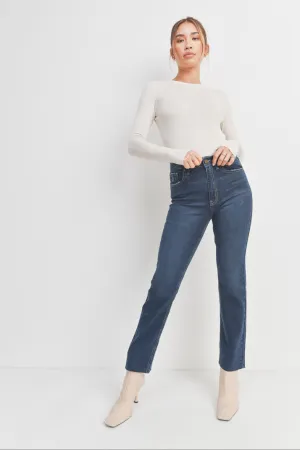 Cut Off Cropped Straight -Dark Denim
