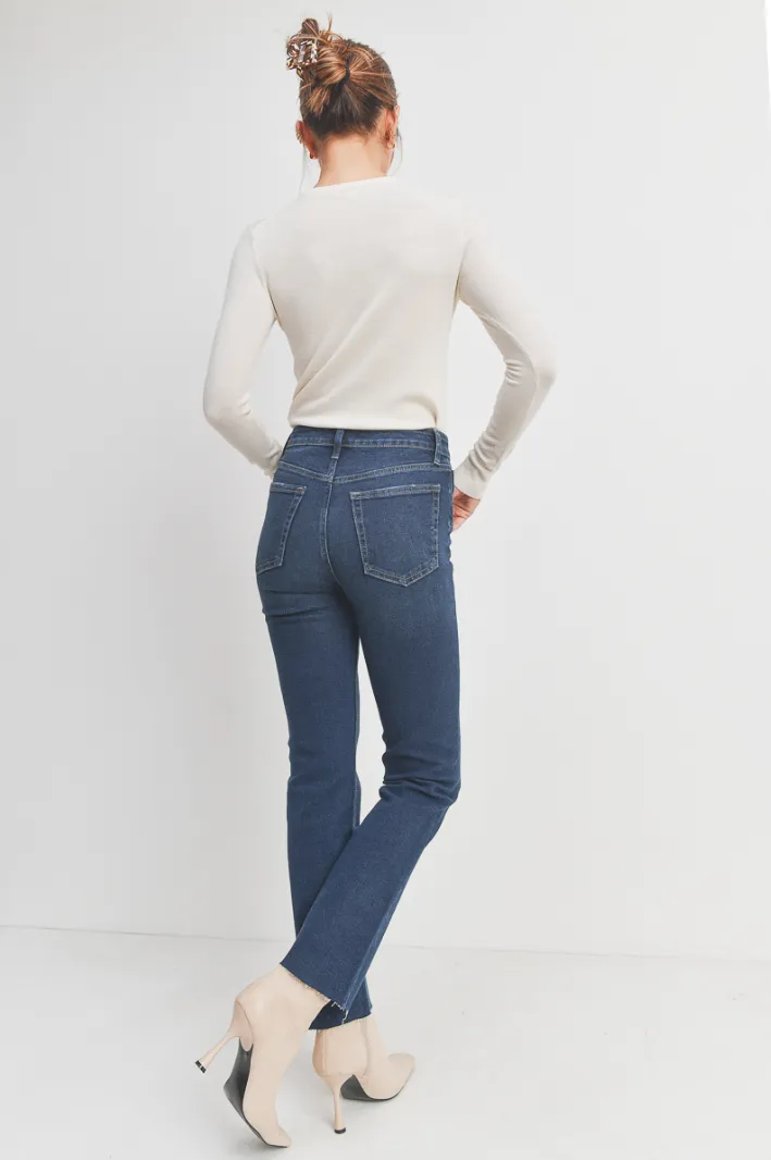 Cut Off Cropped Straight -Dark Denim