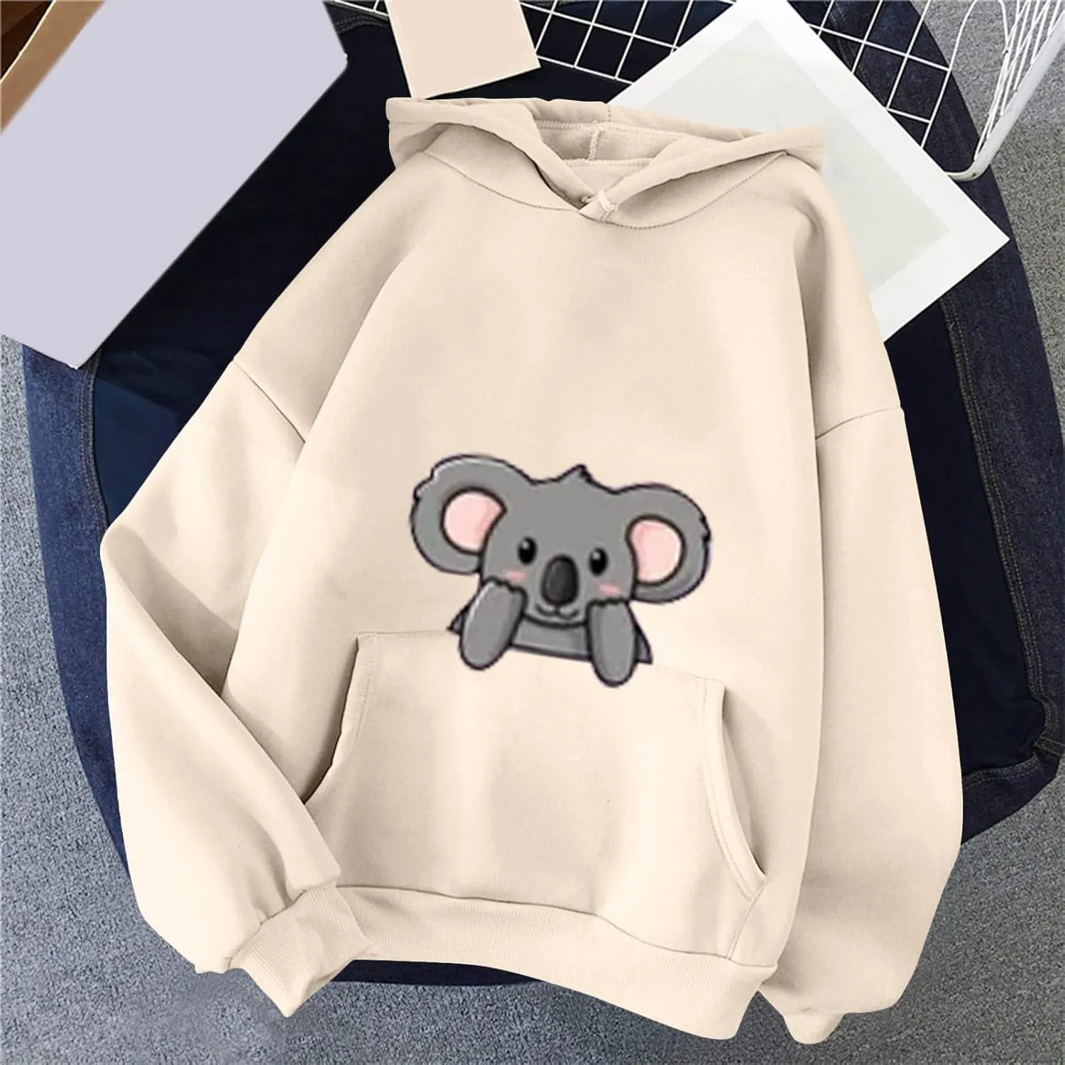Cute Koala Hoodies for Women Kawaii Cartoon Animal Graphic Sweatshirts Loose Casual Fashion Long Sleeve Pullover Tops