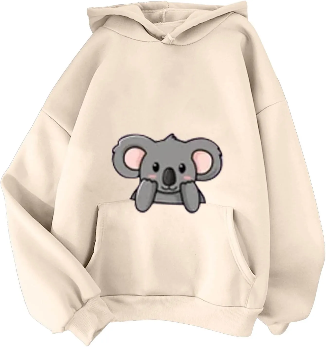 Cute Koala Hoodies for Women Kawaii Cartoon Animal Graphic Sweatshirts Loose Casual Fashion Long Sleeve Pullover Tops