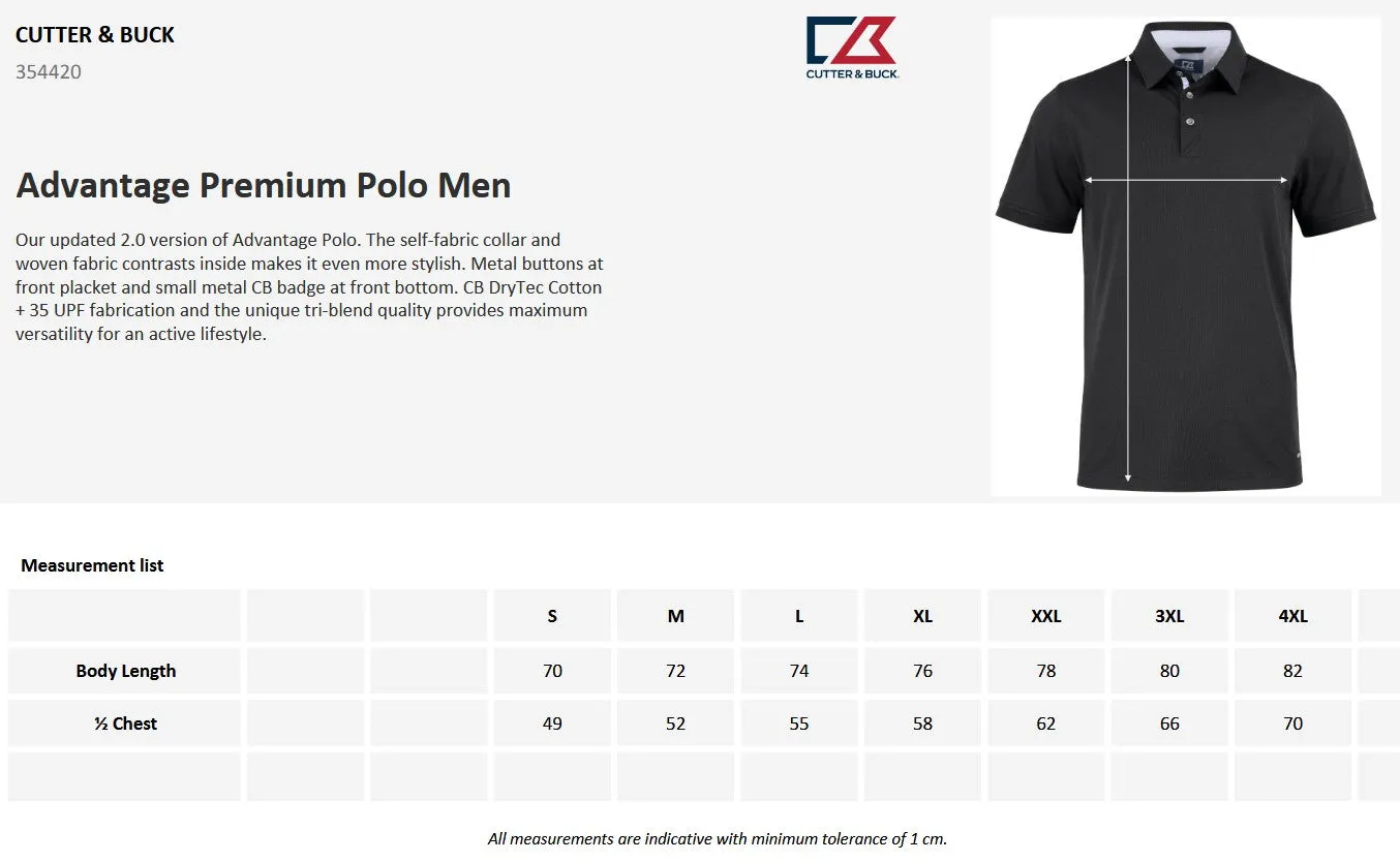 Cutter & Buck Advantage Premium Men's Polo Shirt | Breathable Activewear | 10 Colours | S-4XL