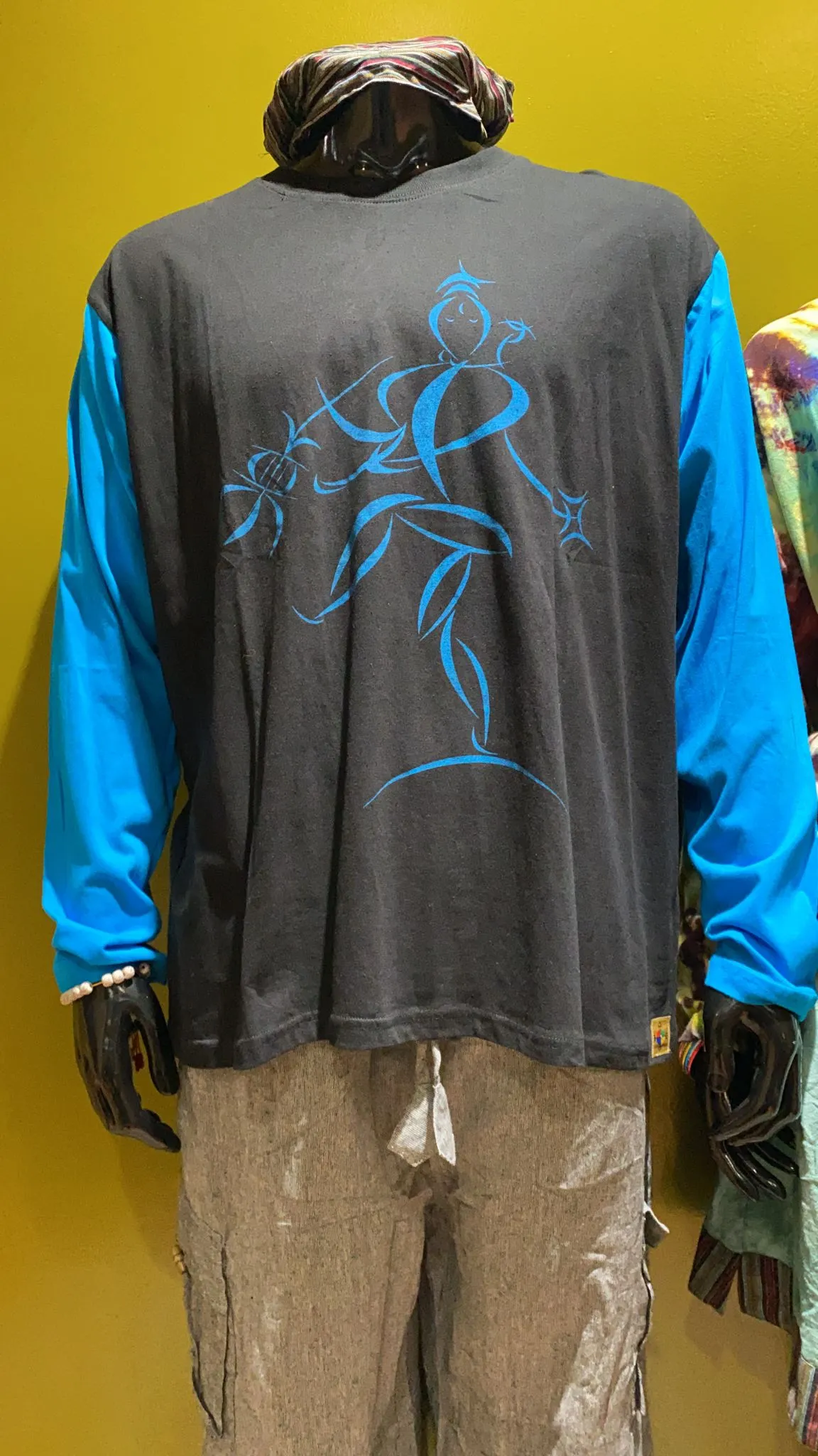 Dancing Shiva Painted Cotton Long-Sleeve Tee Shirt