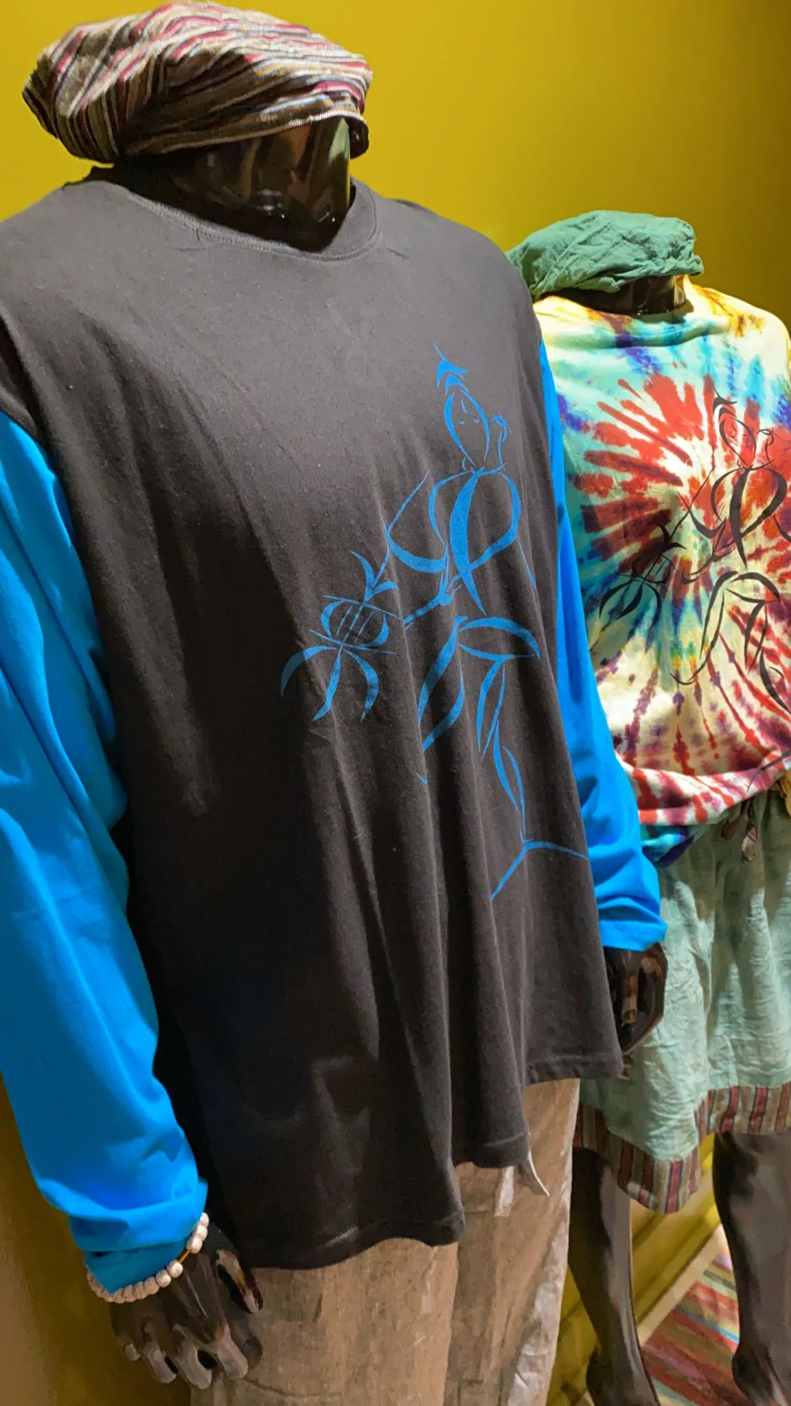 Dancing Shiva Painted Cotton Long-Sleeve Tee Shirt