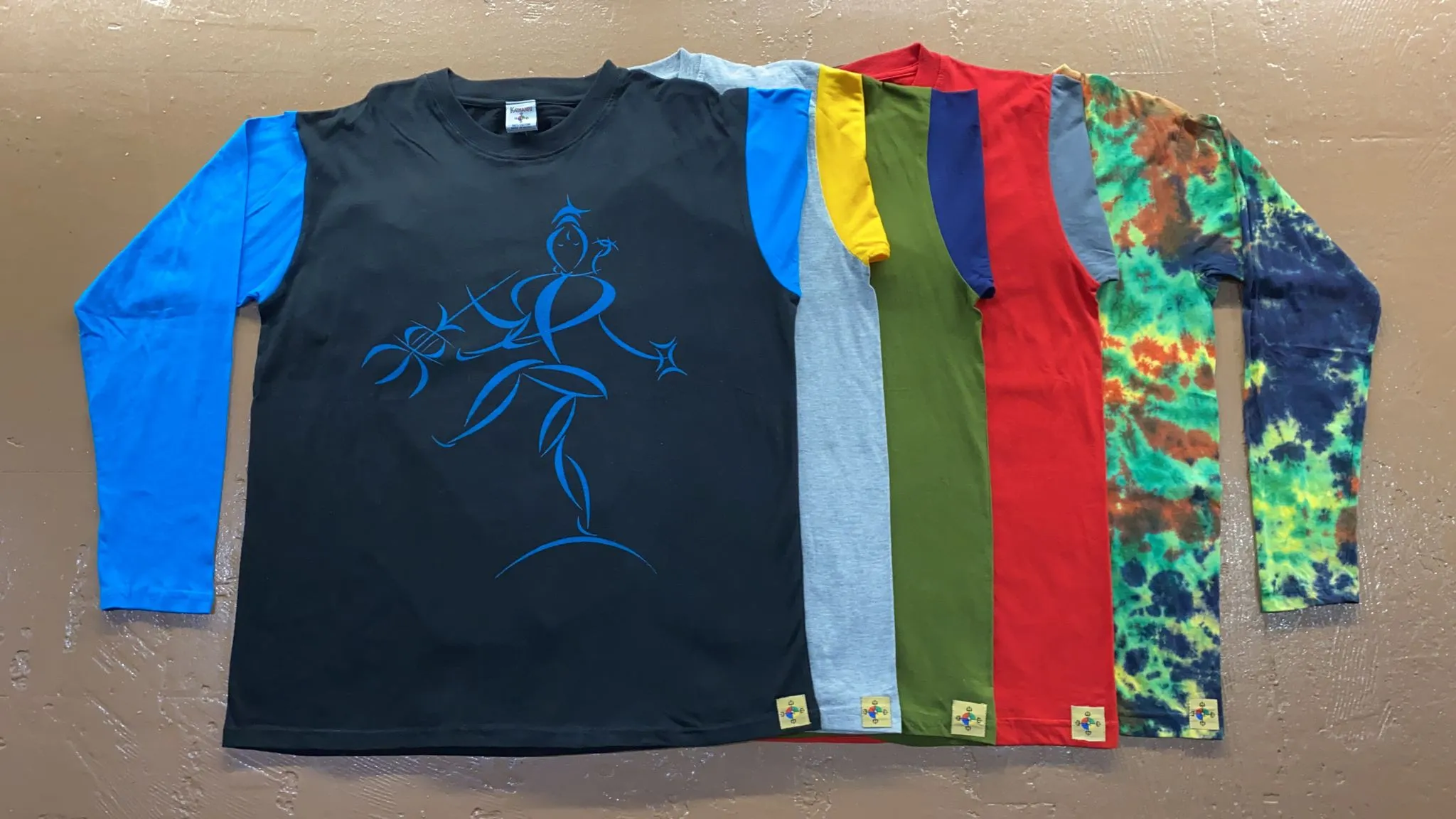 Dancing Shiva Painted Cotton Long-Sleeve Tee Shirt