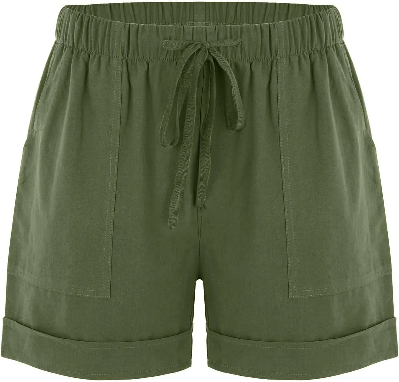 DASAYO Summer Casual Wide Leg Shorts for Women Drawstring Elastic Waist Pocketed Short Solid Color Loose Fitt Trendy Trousers