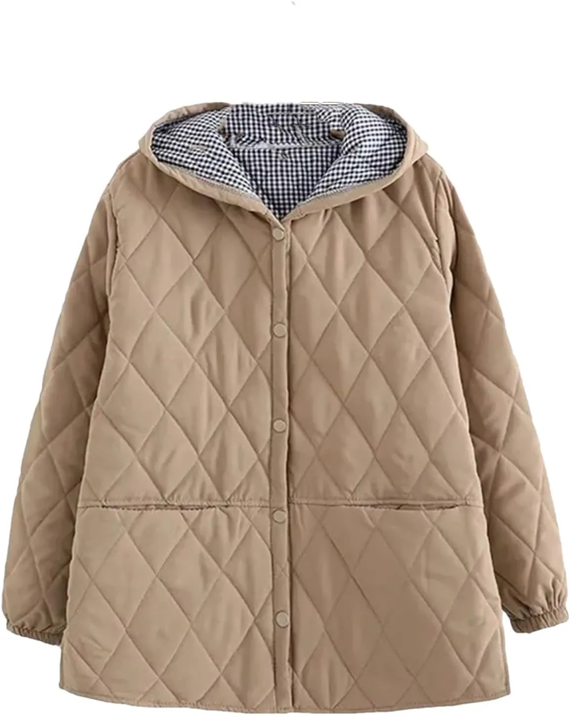 Dcvmvmn Women's Cotton Jacket Winter Loose Casual Hooded Coat Female Thicken Cotton-Padded Parkas Khaki