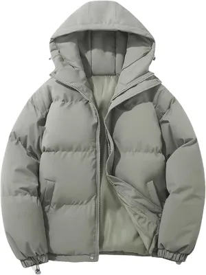 Dcvmvmn Women's Warm Puffer Jacket Hooded Short Parkas Coat Casual Thicken Cotton-Padded Outwear