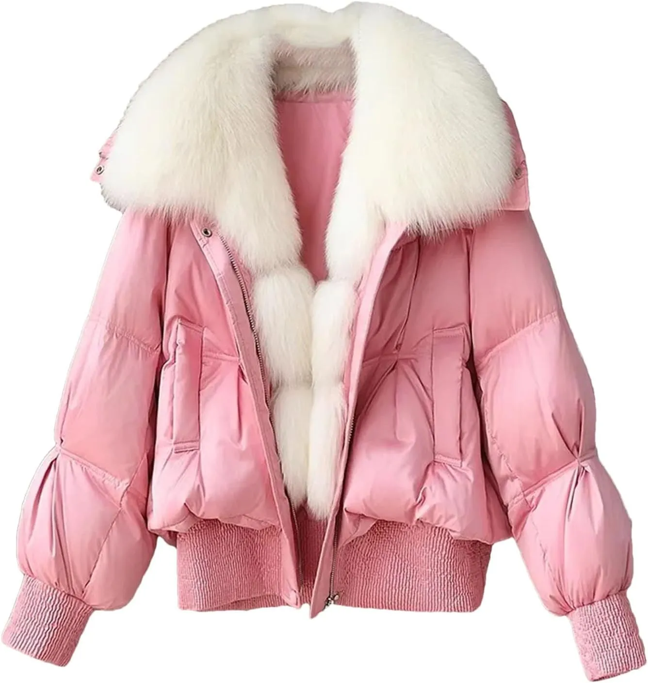 Dcvmvmn Women's Winter Short Coat Warm Thicken Down Jacket Female with Pile Collar Cotton-Padded Parkas