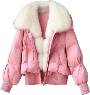 Dcvmvmn Women's Winter Short Coat Warm Thicken Down Jacket Female with Pile Collar Cotton-Padded Parkas