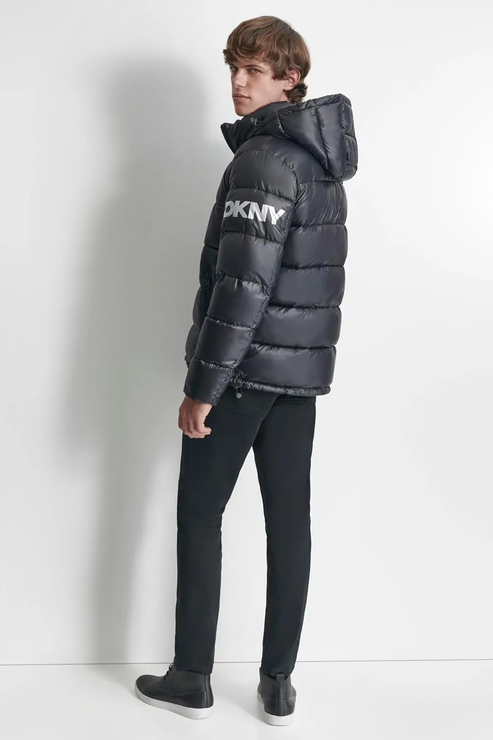 DKNY Men's Water Resistant Hooded Puffer Durable Cold Weather Jacket