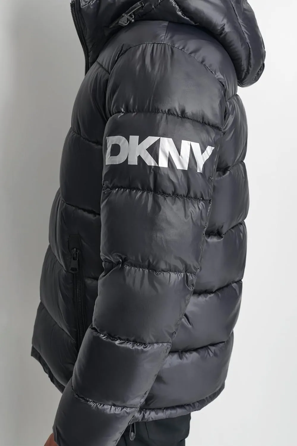 DKNY Men's Water Resistant Hooded Puffer Durable Cold Weather Jacket