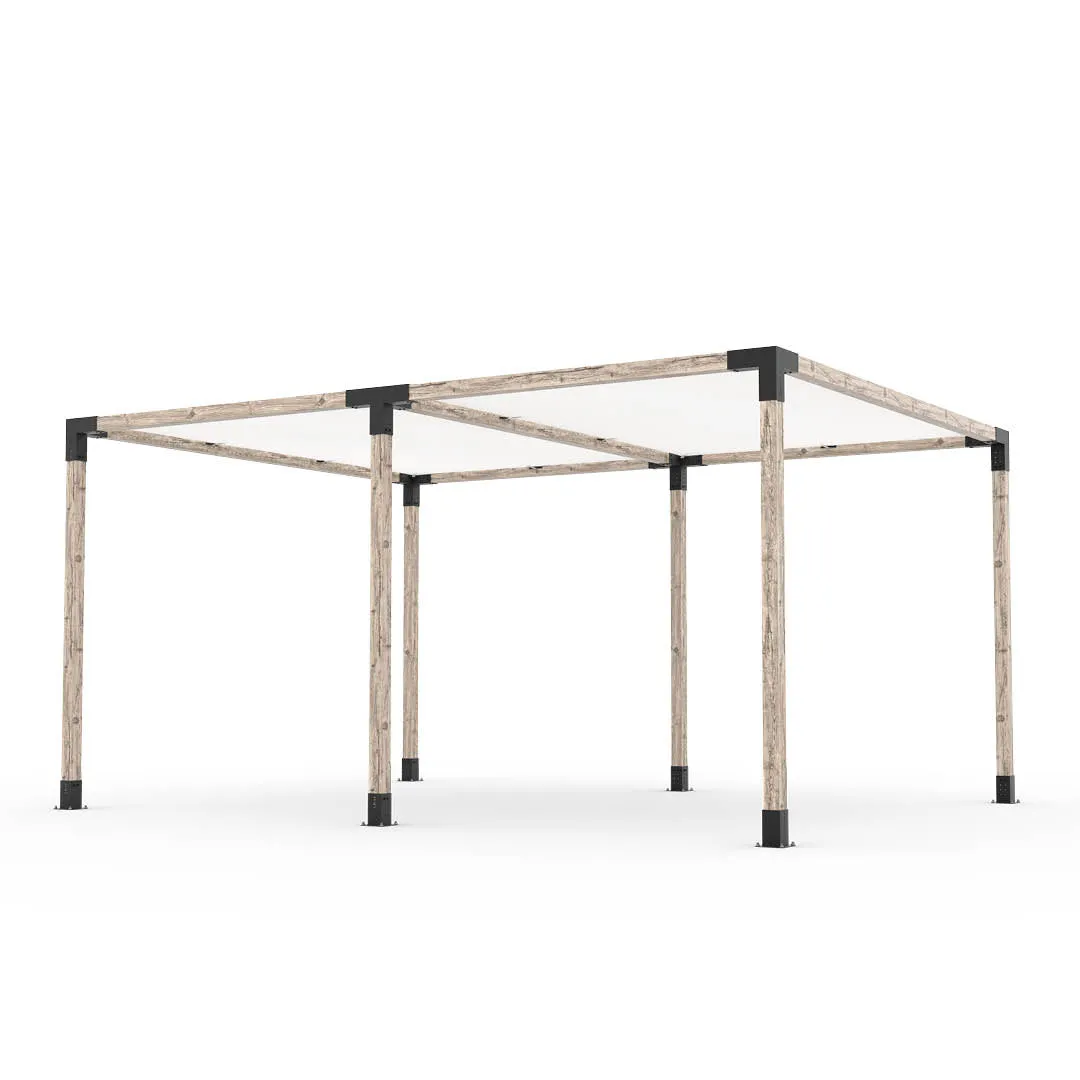 Double Pergola Kit with 2 SHADE SAILS for 4x4 Wood Posts